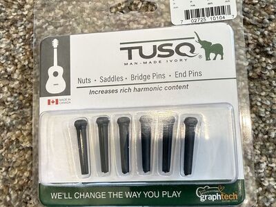 Tusq guitar end pins black with ivory dots