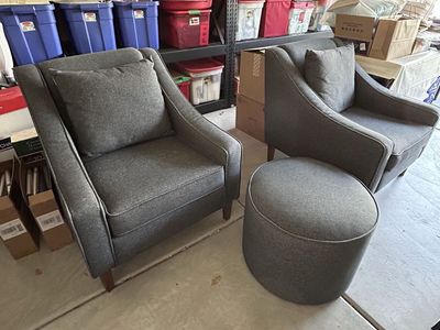 IKEA Upholstered Chairs and Ottoman