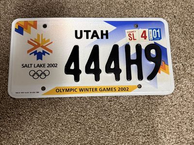 Utah License Plate 2002 Salt Lake Olympic Winter Games - 444!!