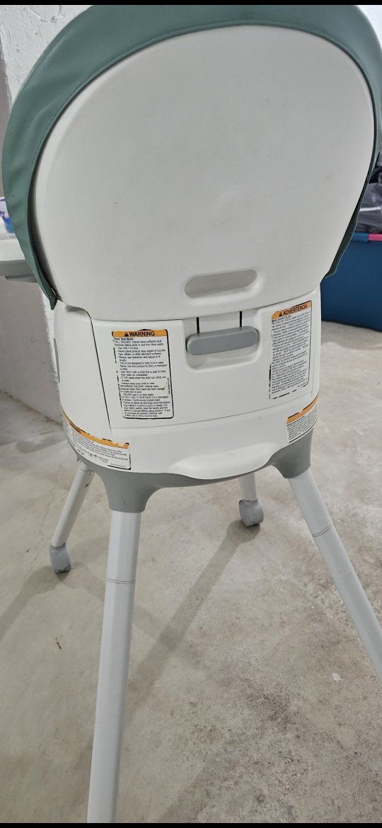 Convertible Baby High Chair with Removable Tray and Green Padded Seat