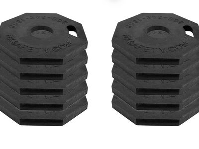 12 lbs Octagonal Rubber Base for Portable Delineator Post, Base Only, Set of 12 - Black