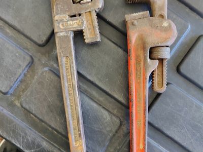 Trimo 14" and Ridgid 12" Pipe Wrench