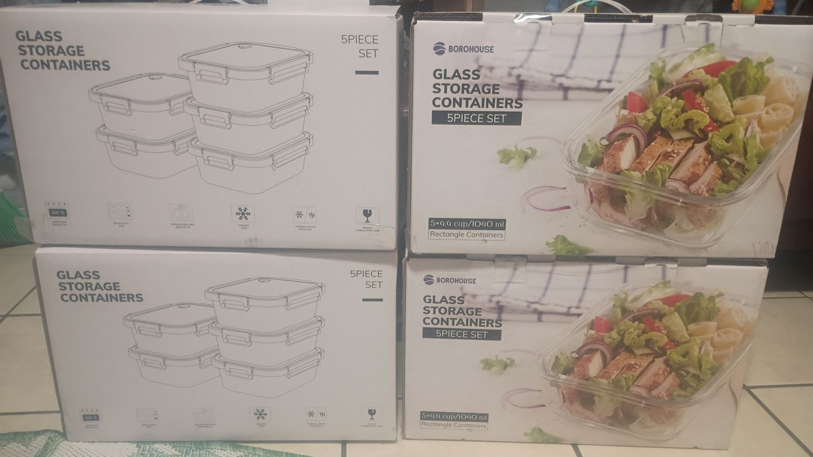 Brand New Borohouse 5-Piece Glass Food Storage Sets (4 Sets Available!)