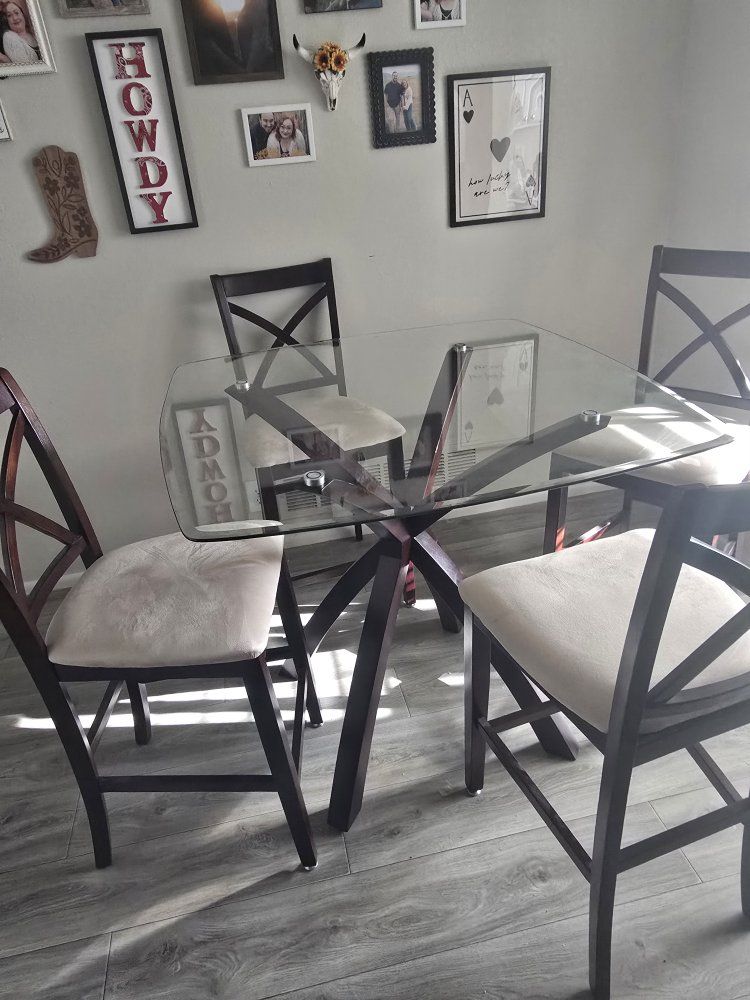 Glass Top Dining Table Set
