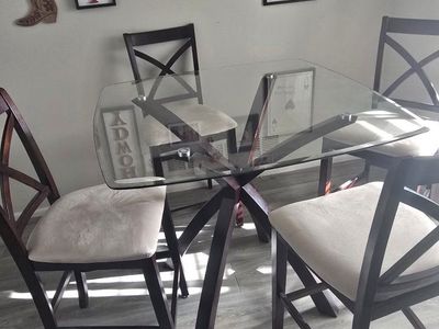 Glass Top Dining Table Set