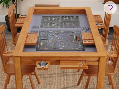 Agreatby Solid Wood Board Game & Dining Table - Removable Top & Accessories