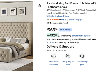 KING BED FRAME — Upholstered Wingback, Khaki (Jocisland)