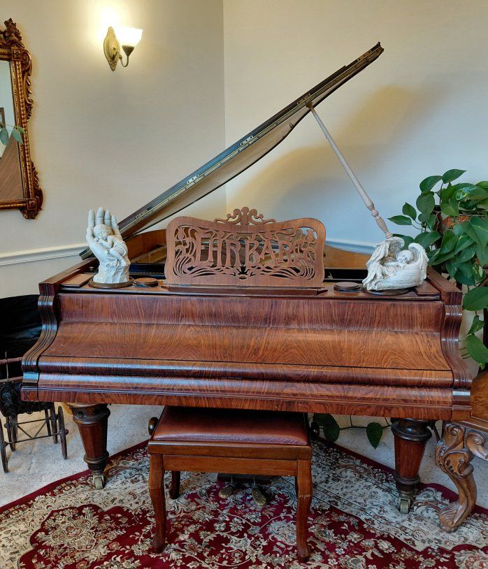 Friedr. Ehrbar Wien Grand Piano with Bench - Antique Wood Finish