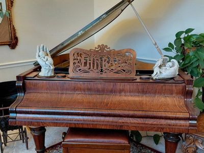 Friedr. Ehrbar Wien Grand Piano with Bench - Antique Wood Finish