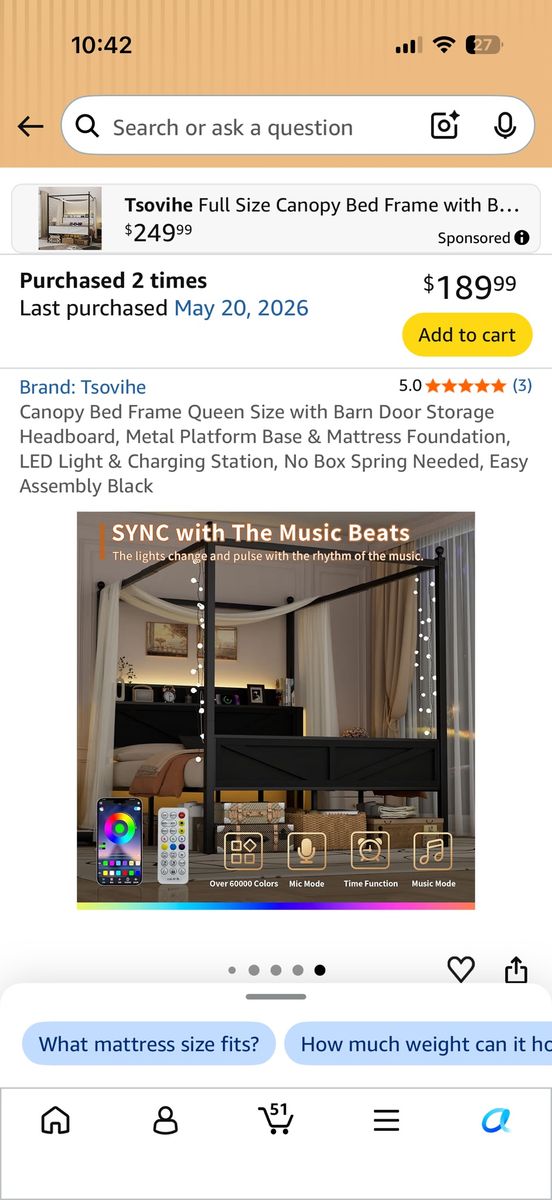 Queen bed frame