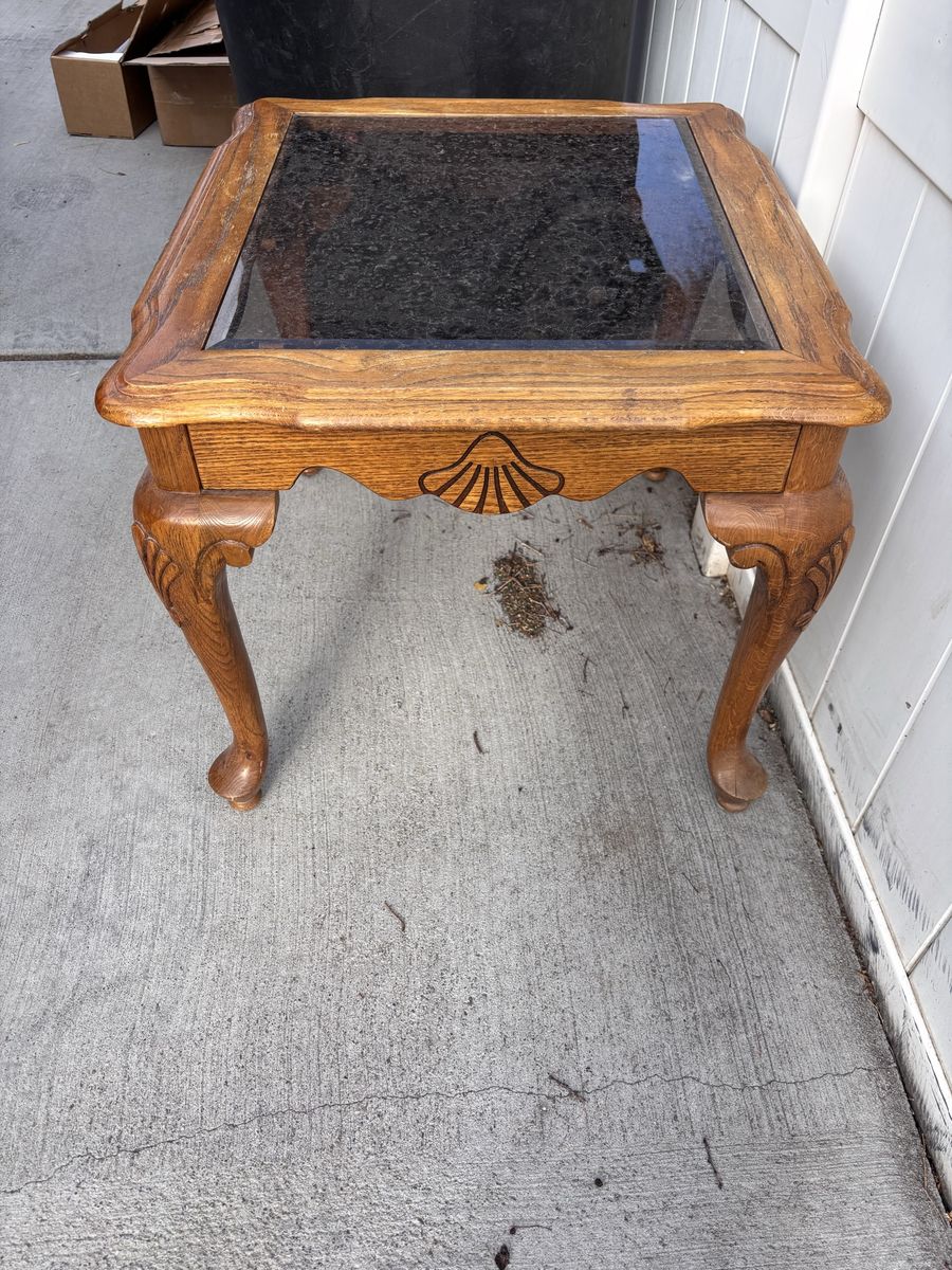 End table with glass top