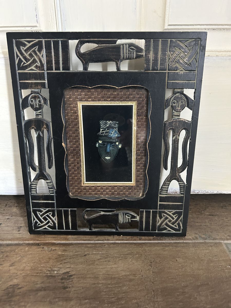 African Mask Shadow Box Wall Art – Tribal Style Décor