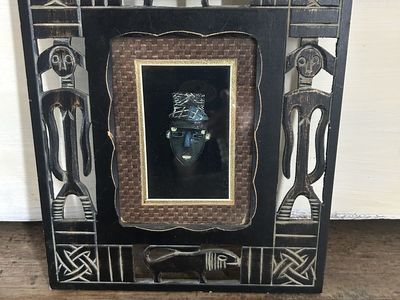 African Mask Shadow Box Wall Art – Tribal Style Décor