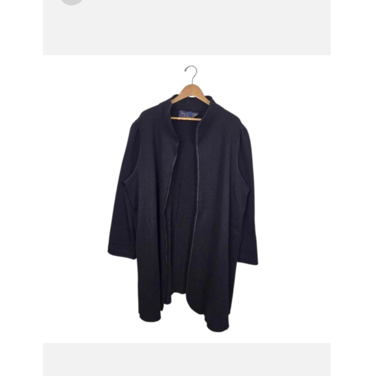 Vintage Bonnie Lee Leroy Black Wool Knit Car Coat Oversized Open Front