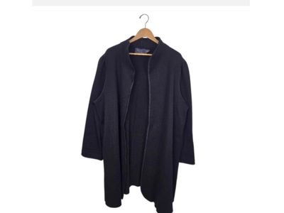 Vintage Bonnie Lee Leroy Black Wool Knit Car Coat Oversized Open Front