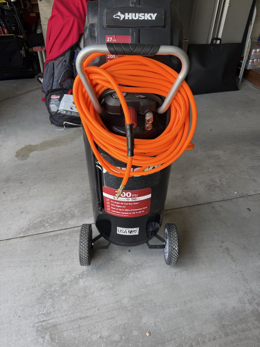 Husky 27 Gallon 200 PSI Vertical Air Compressor with Hose