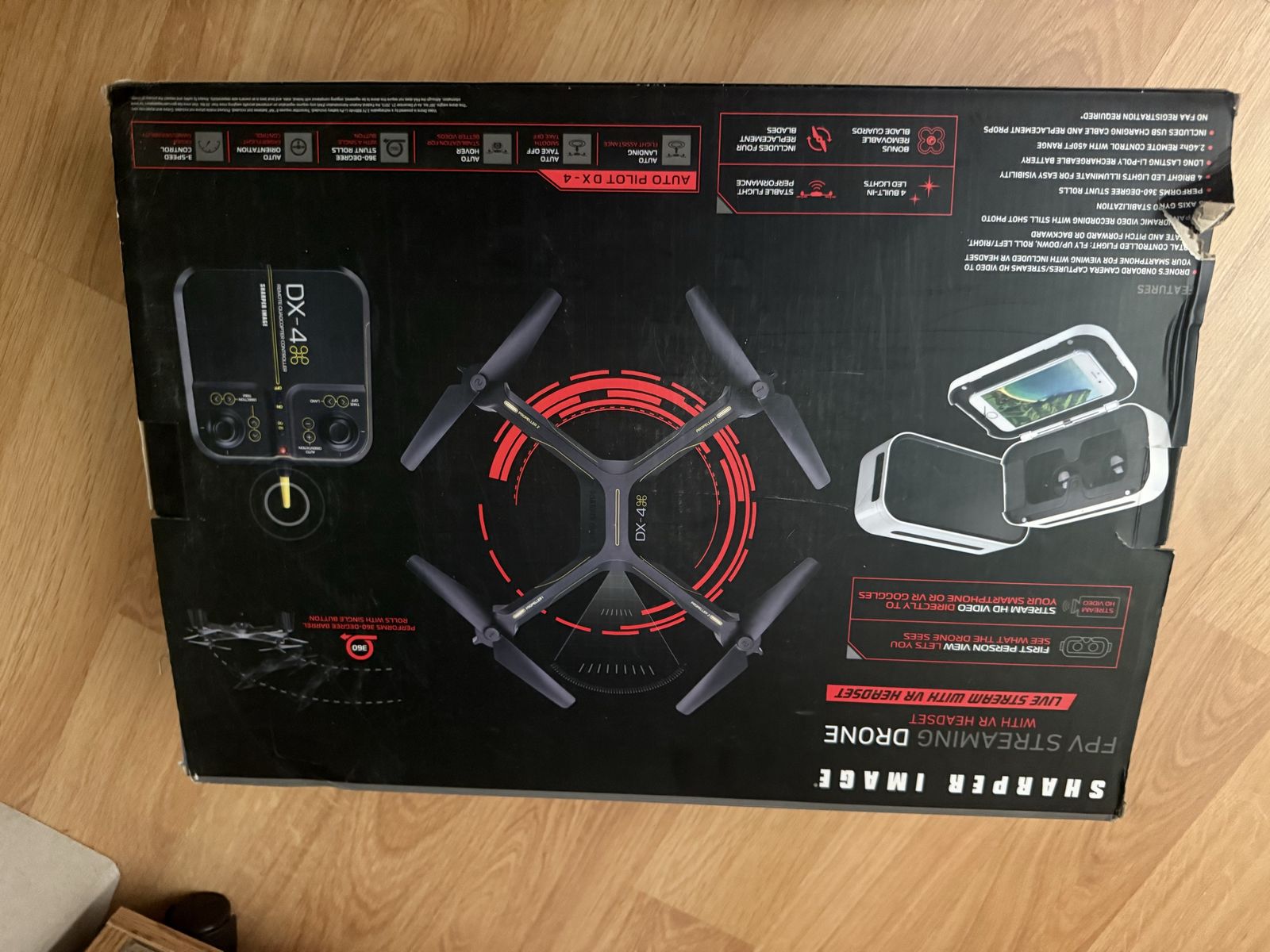 Sharper Image DX-4 FPV Streaming Drone with VR Headset Auto Pilot DX-4
