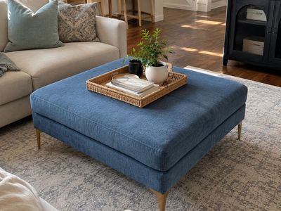 NEW Alice Lane Collection Blue Ottoman