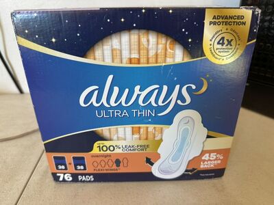 Always Ultra Thin Advanced Overnight Pads 76 Count