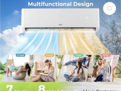 2 COSTWAY 18000 BTU Dual Zone WiFi Mini Split AC Unit with Heat Pump, 22 SEER2, Ductless Inverter, Alexa