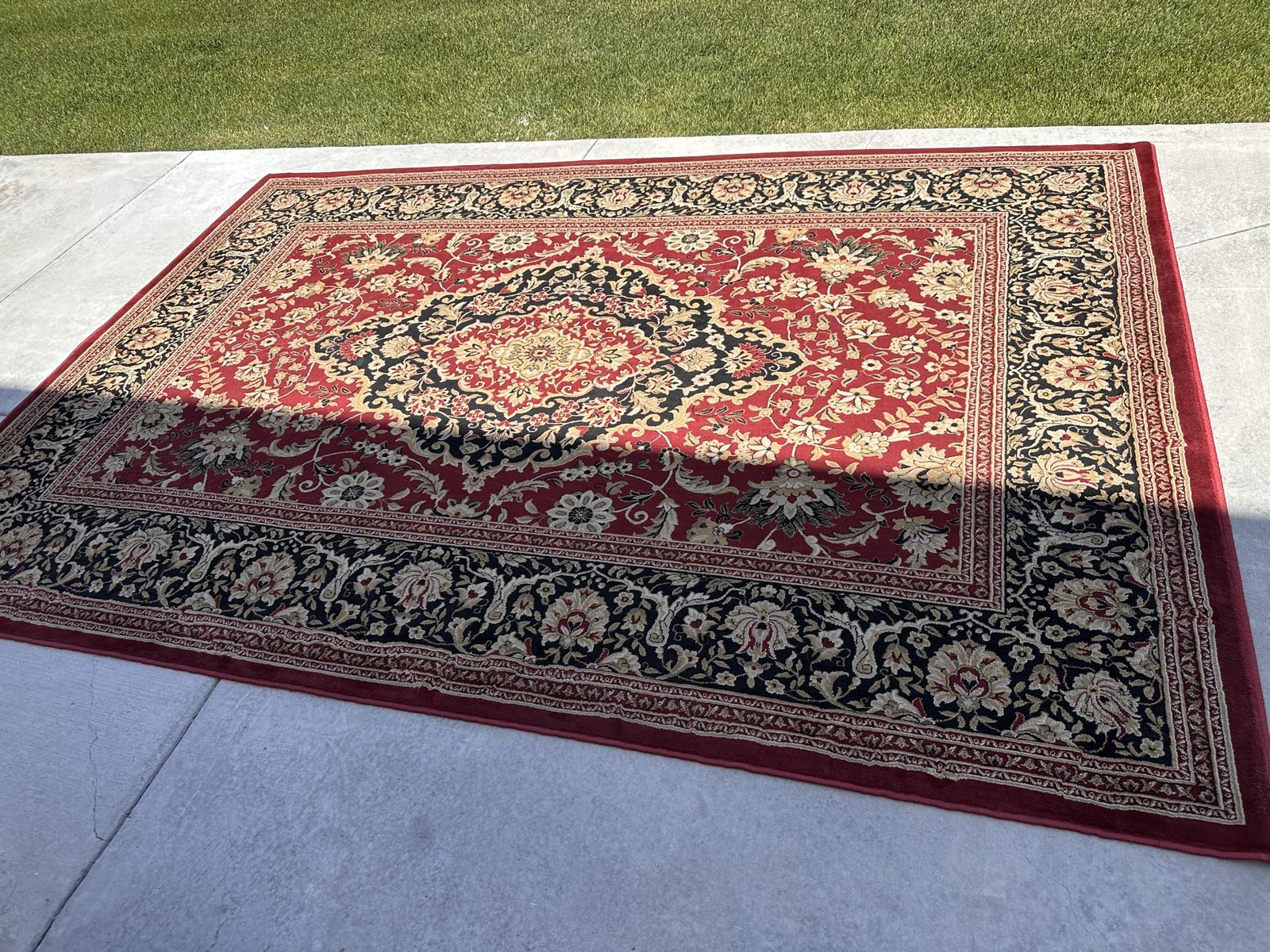 CALAIS CLARET Red & Black Floral Area Rug 79" x 116" 100% Olefin Made in USA