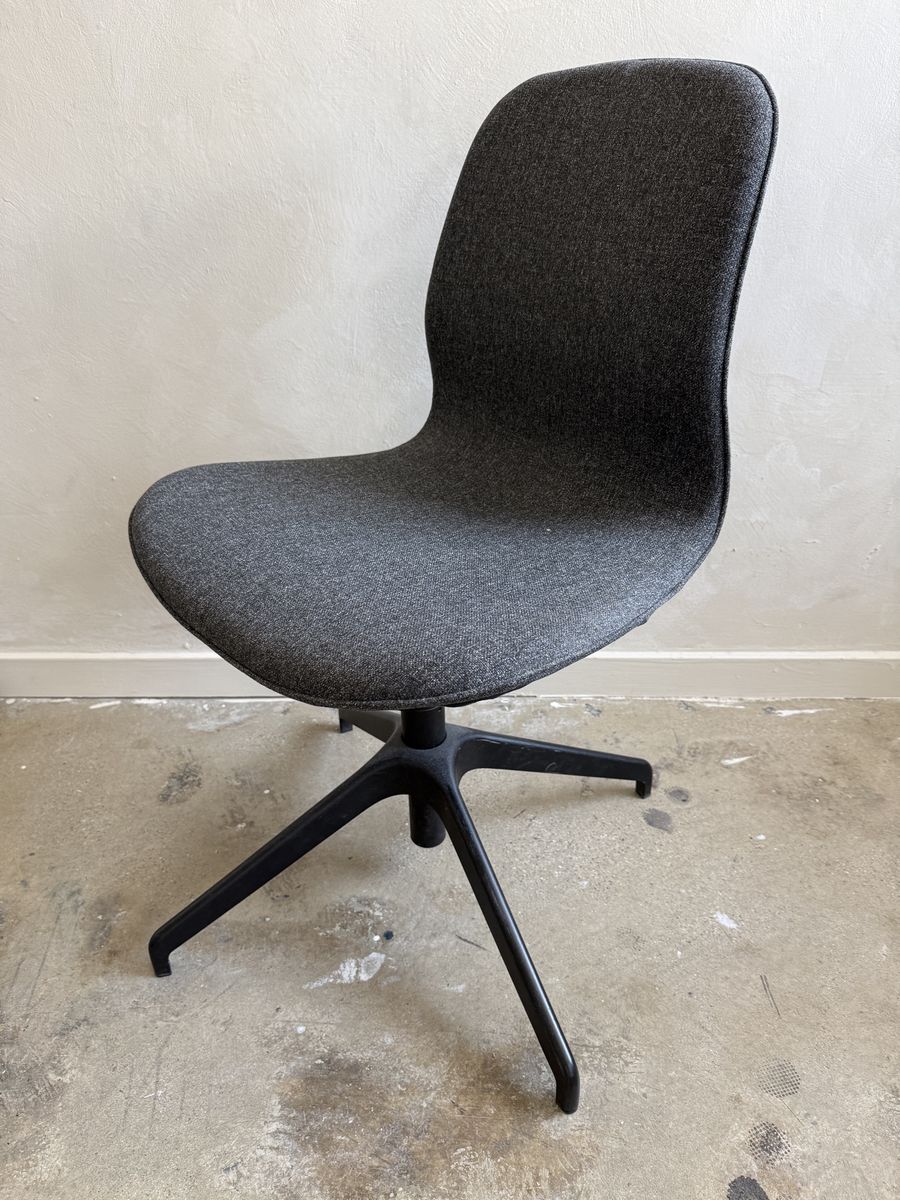 IKEA Gray Upholstered Swivel Office Chair - Modern Design LANGJFALL conference