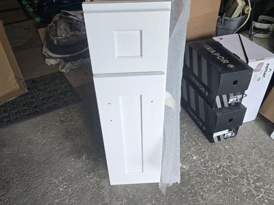 Brand New 9” White Cabinet with door handle mis-drilled