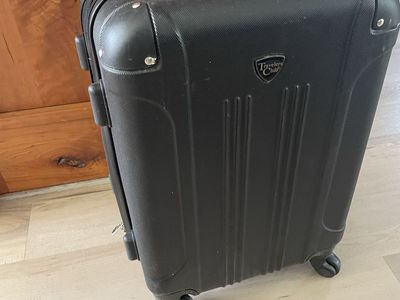 Hard case carry-on luggage with expanding sleeve