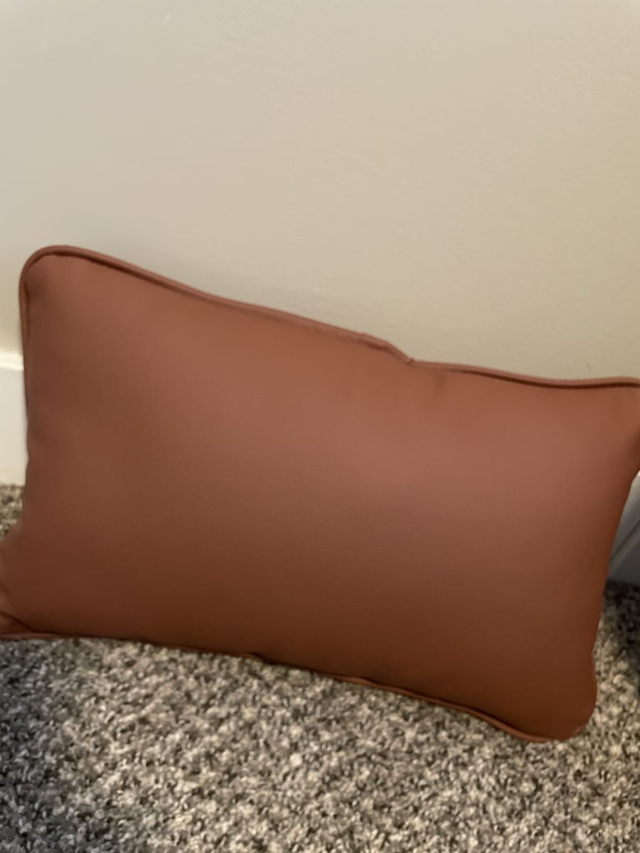 Like New Faux Leather Lumbar Chair Throw Pillow