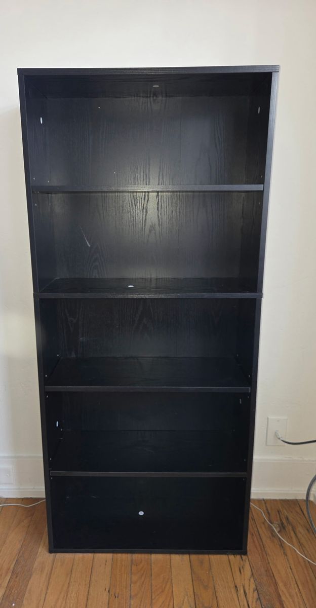 Black Wooden 5-Shelf Bookcase Display Storage Unit