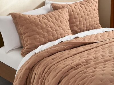 NEW 100% Linen Comforter Set Queen Size, 3pc with Natural French Flax Linen Front & Back Clay