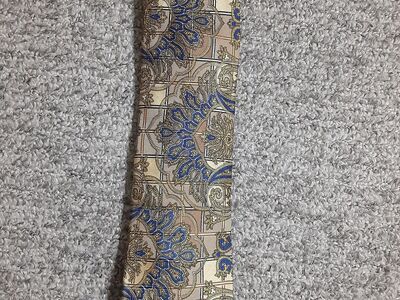 Robert Talbott Carmel Sevenfold Limited 8/40 Geometric Gold and Blue Paisley Tie