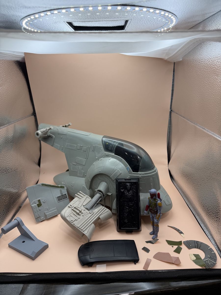 Vintage Star Wars Boba Fett Slave I Ship & Action Figure w/ Han Solo Carbonite