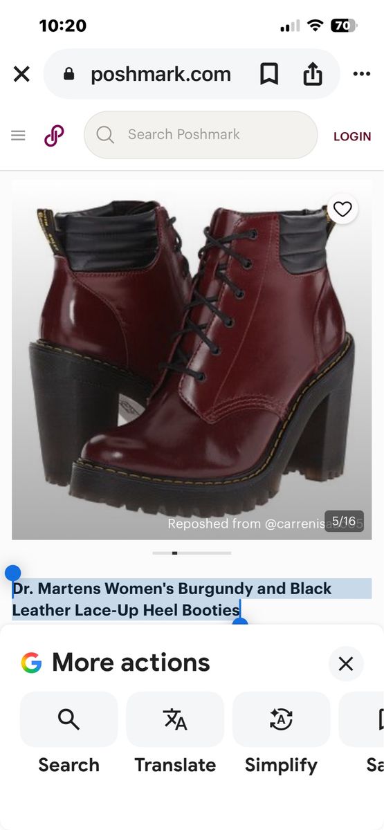 Dr. Martens Women's Burgundy & Black Leather Lace-Up Heel Booties