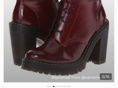 Dr. Martens Women's Burgundy & Black Leather Lace-Up Heel Booties