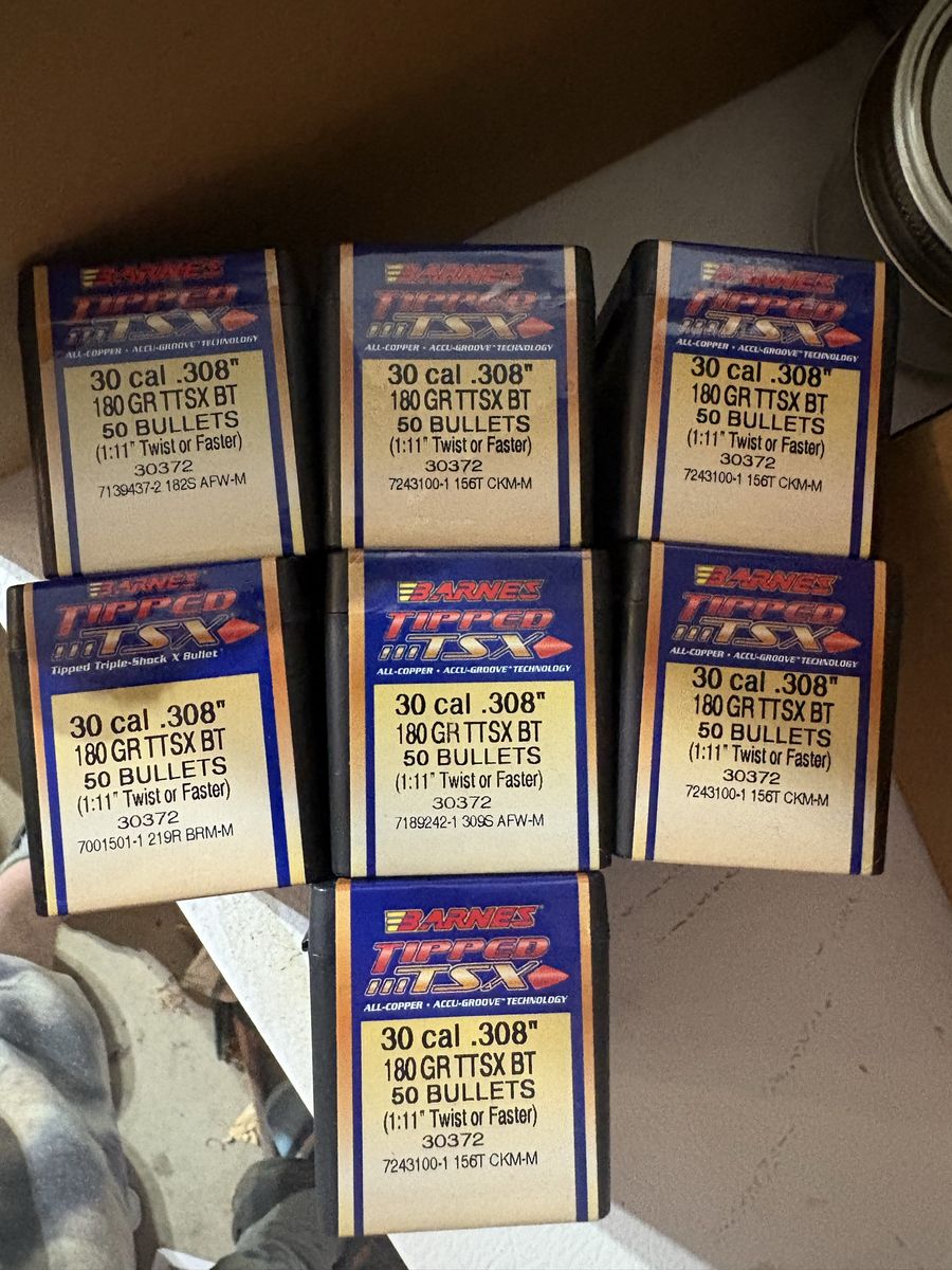 Barnes .308 180 GR TTSX BT 50-count Bullets (7 boxes)