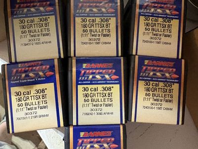 Barnes .308 180 GR TTSX BT 50-count Bullets (7 boxes)