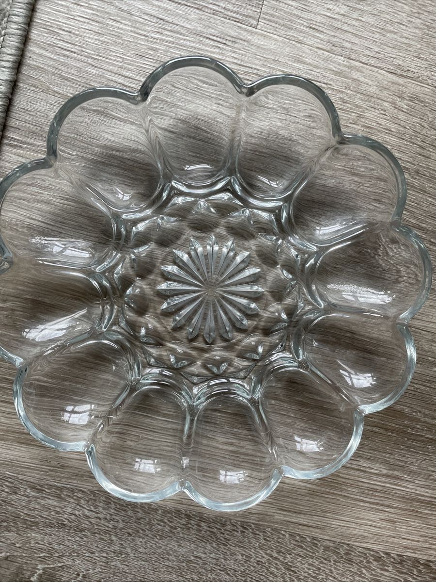 Vintage Anchor Hocking Clear Glass Deviled Egg