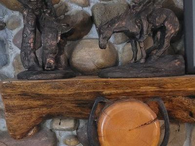 Vintage Western Cowboy Statues Set of 2 Bronze Finish Figuerines