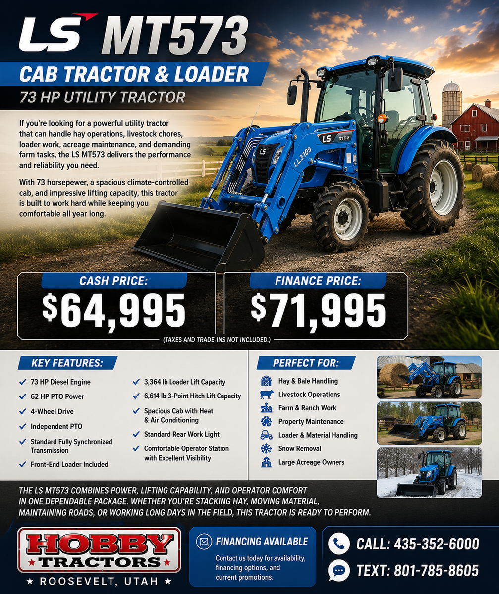 LS MT573 Cab Tractor & Loader – 73 HP Utility Tractor