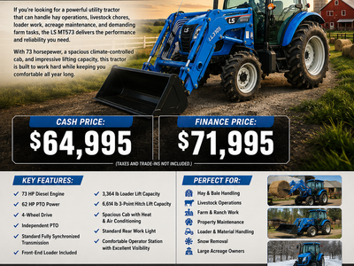 LS MT573 Cab Tractor & Loader – 73 HP Utility Tractor