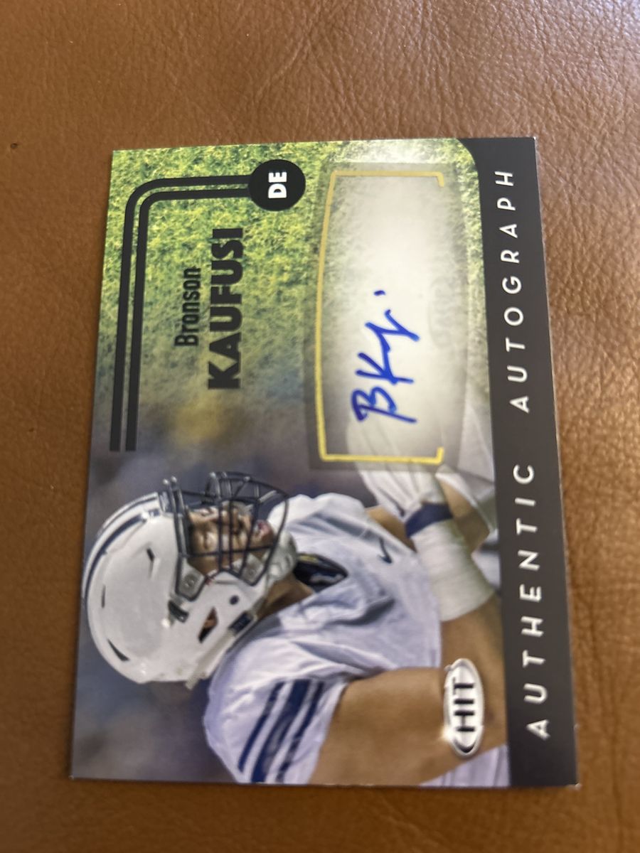 BYU Cougars Hand Signed 2016 SAGE Rookie Bronson Kaufusi Authentic Autograph Football Card - DE Hit Series