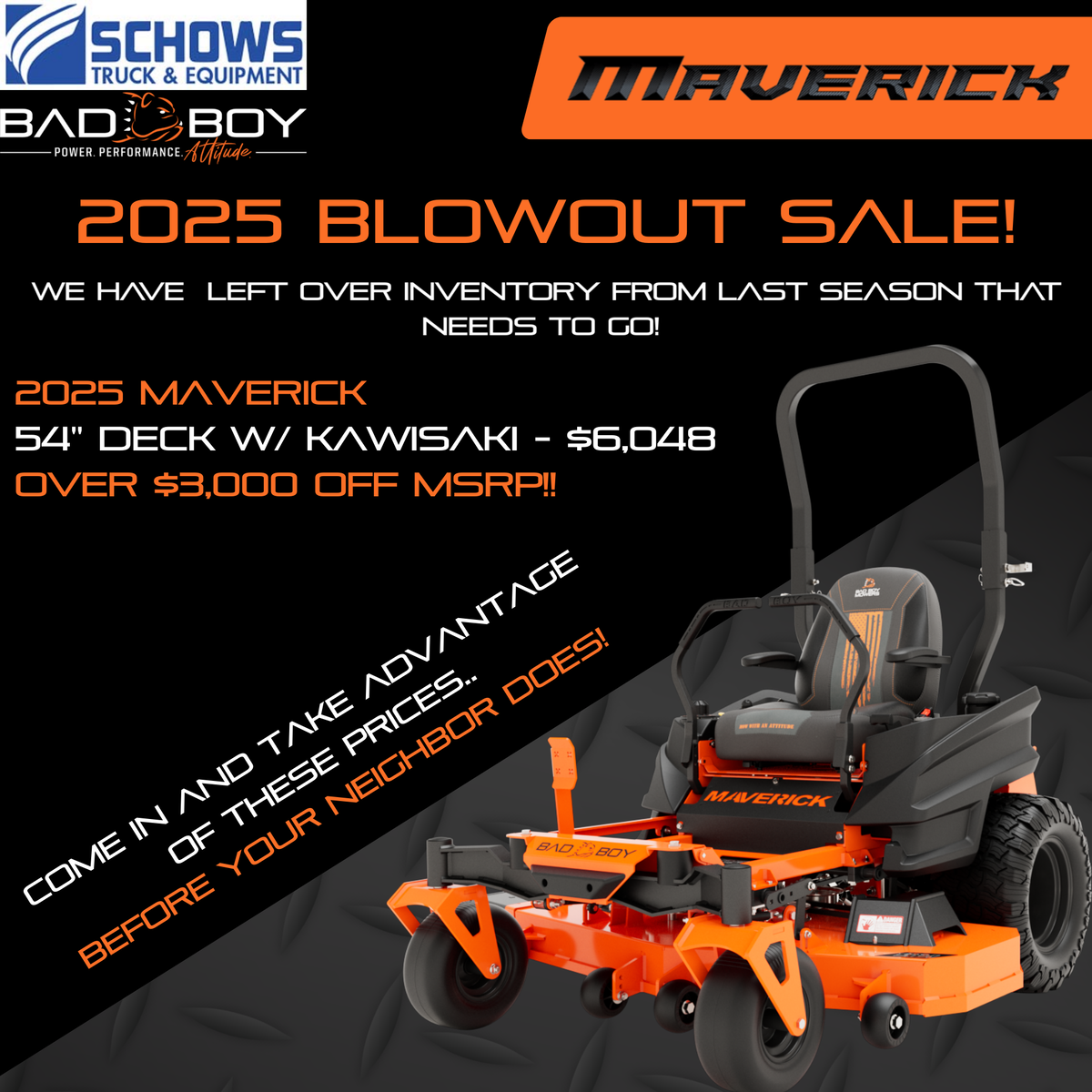 Bad Boy Maverick 54" Zero Turn Lawn Mower