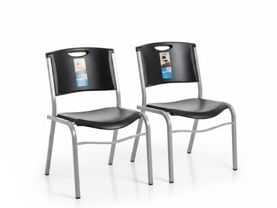LIFETIME (2 PACK) Plastic Indoor/Outdoor Stacking Chair Sz 20"W x 17"L x 32"H, Black 721614