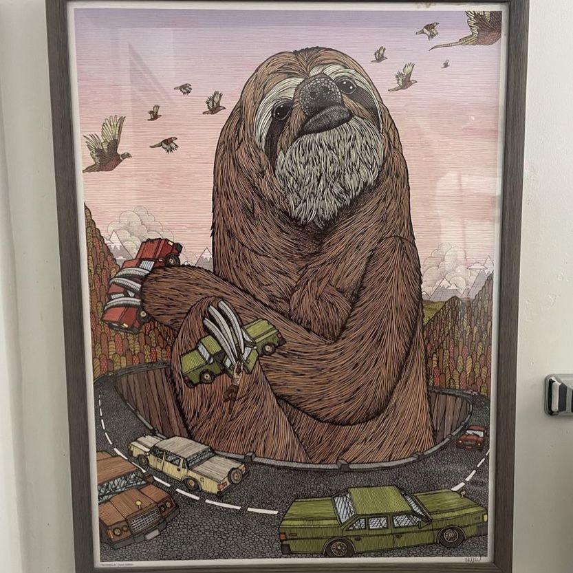 Framed “SLOTHZILLA” ChuckU Linework Print