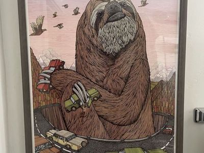 Framed “SLOTHZILLA” ChuckU Linework Print