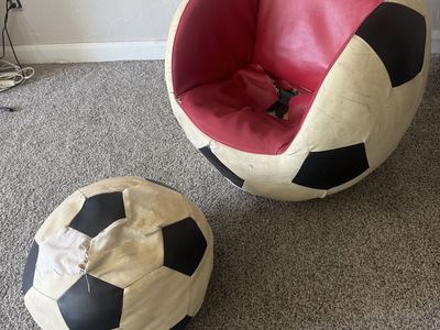 Free Soccer Chair about 3 feet wide 3 feet tall with rips