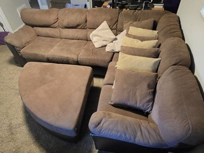 Brown Sectional Couch with Chaise
