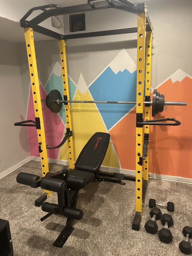 Power Rack for sale with bench, bar and weights