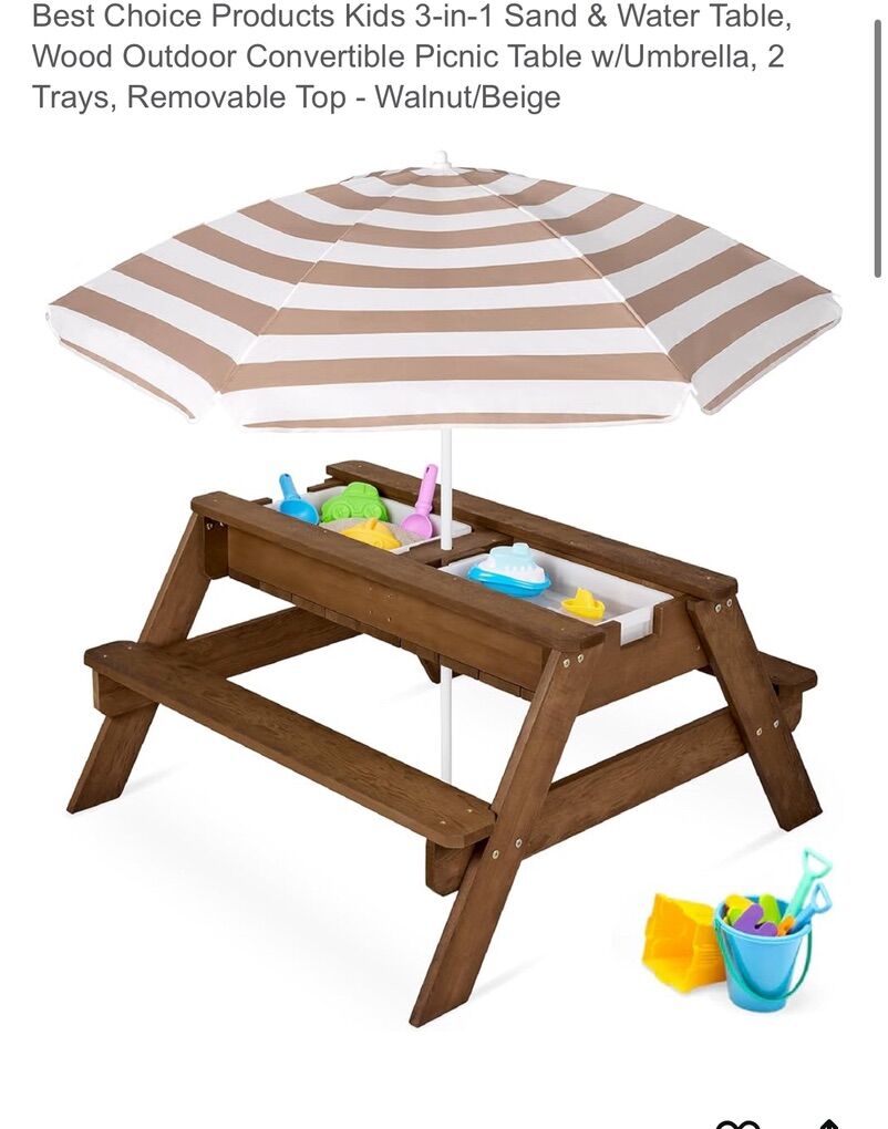 BCP 3 In 1 Kids Picnic Table And Umbrella